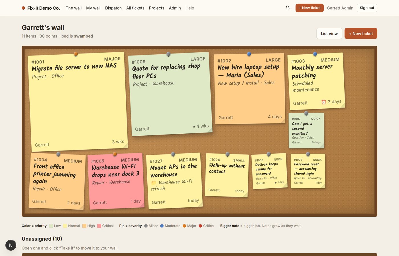 An agent&rsquo;s own board showing their assigned notes